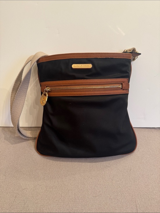 Michael Kors Handbags - Michael Kors Black Crossbody with Brown Leather Trim and Gold Hardware